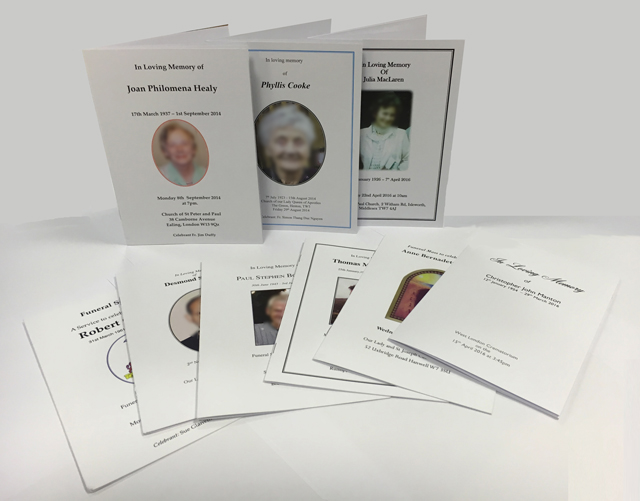 Order of service booklet